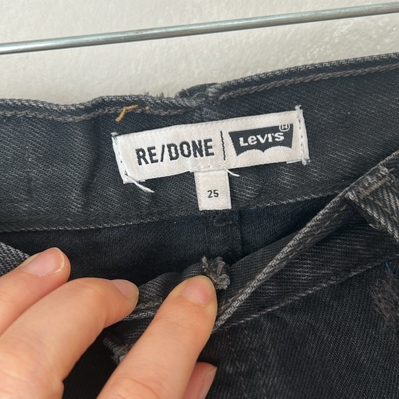 Redone Levi’s black jeans size 25 high rise long inseam straight leg 90s - Picture 3 of 13